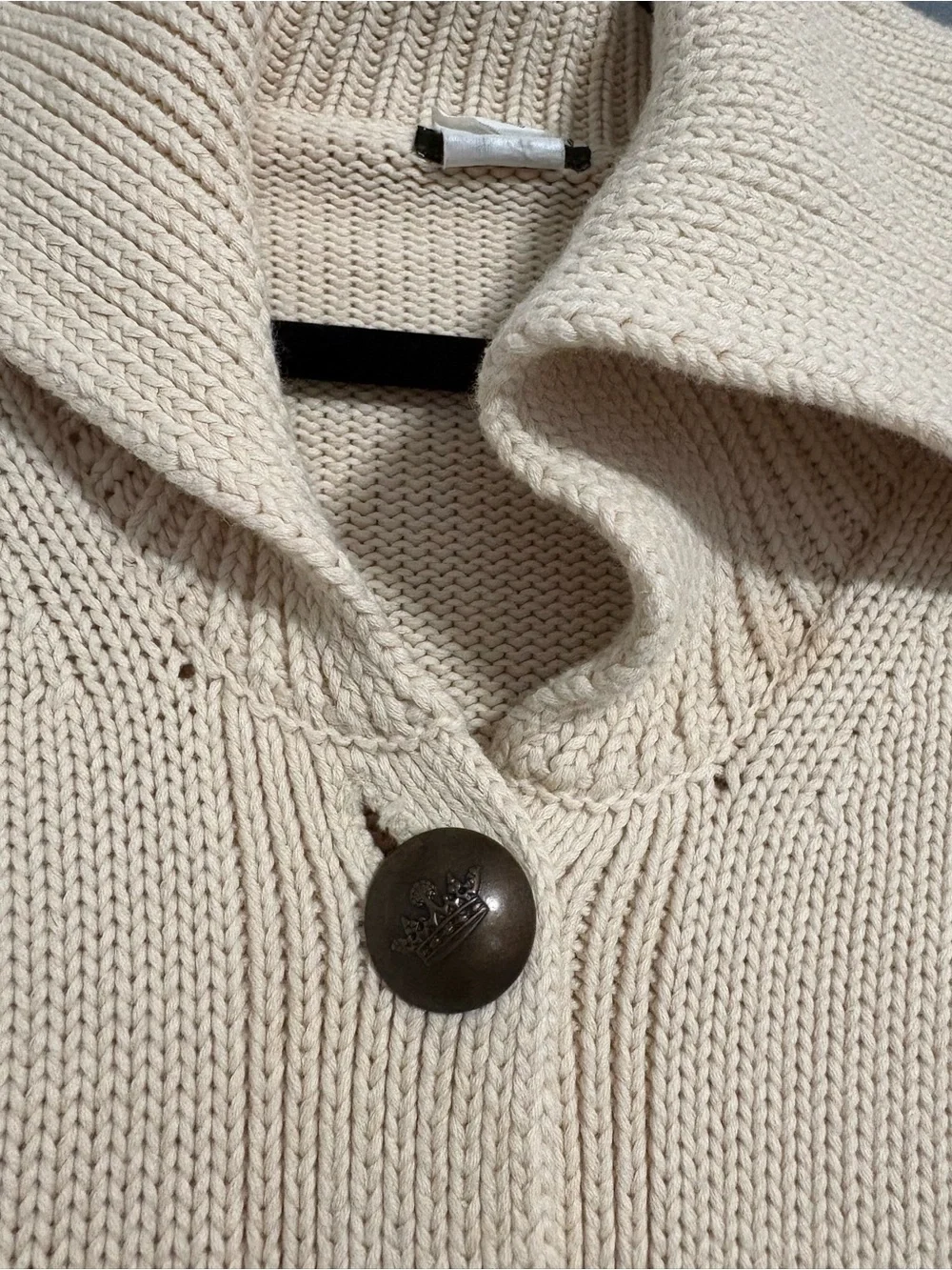 J. Crew Vintage Cotton Angora Cardigan Sweater Medium Cream Oversized Collar
